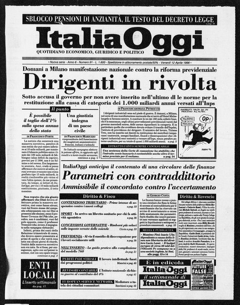 Italia oggi : quotidiano di economia finanza e politica